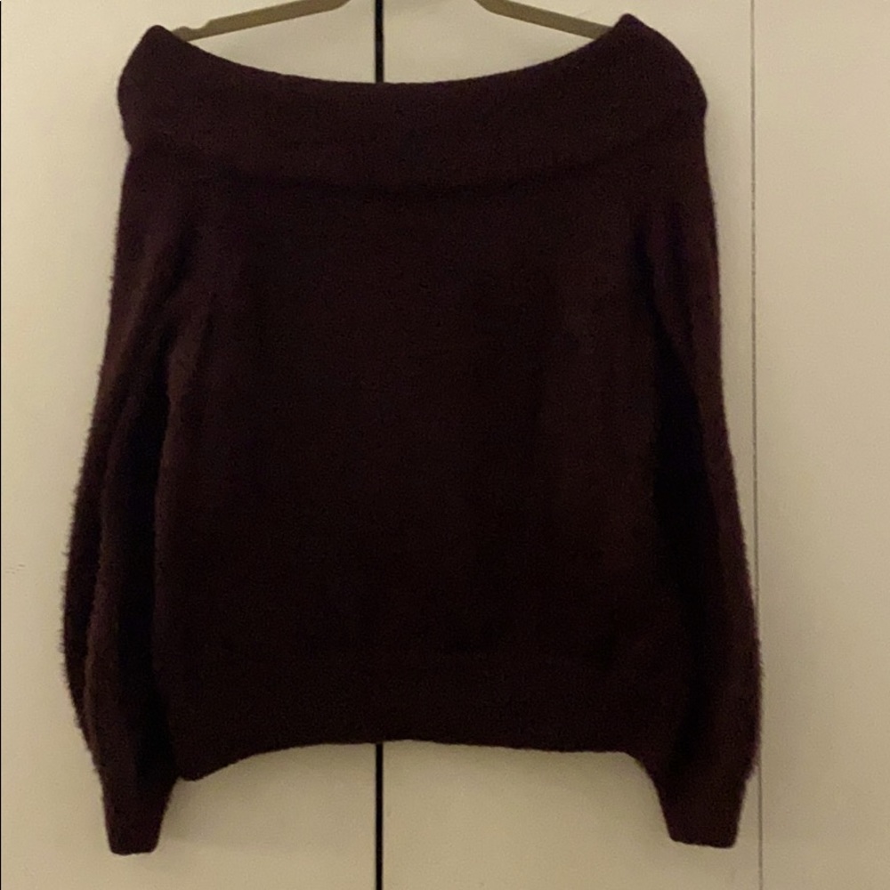 H&M Off The Shoulder Fuzzy Crop Sweater